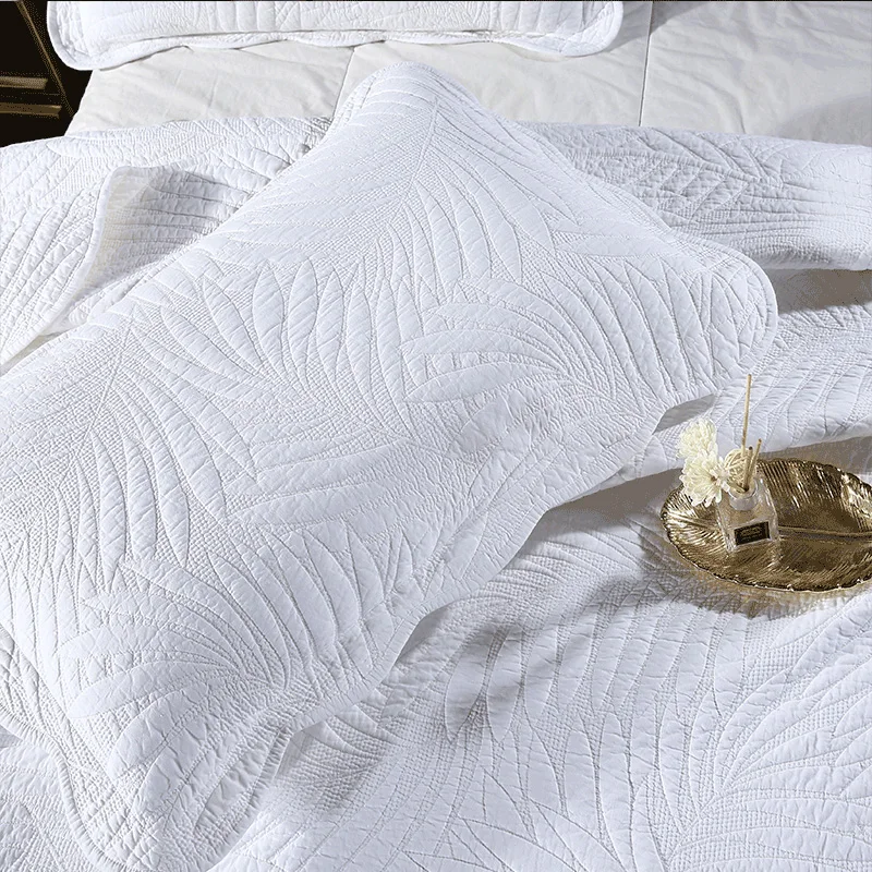 Economici Copriletti Bianchi Sulla Trapunta Del Letto Set 3 Pezzi Copriletto Ricamato In Cotone Federa Copriletto King Size Coperta Estiva Per Letto