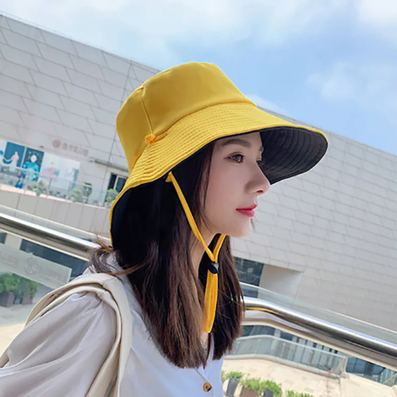 

Women Bucket Hat Reversible Solid Foldable Floppy Outdoor Sun Hat Big Wide Brim Sunscreen Sun Block Beach Hat Large Visor Caps