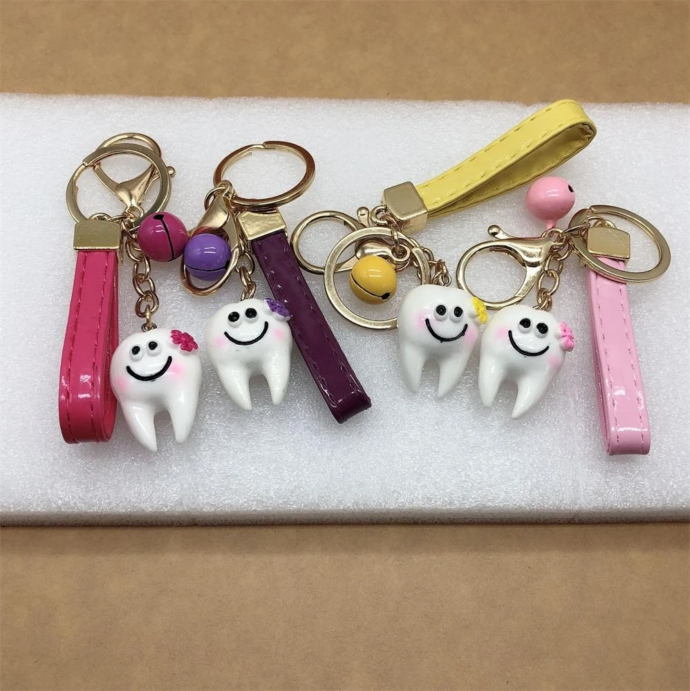 

Simulation Tooth Keychain Resin Happy Health Brush Key Chain Kids Children Lucky Bag Pendant Remind Boy Keyring Gift