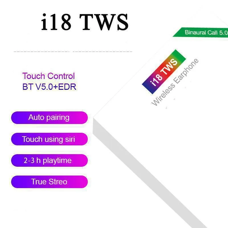 Беспроводные наушники I18 Tws стереонаушники с 3d звуком и сенсорным управлением для