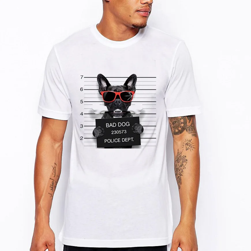 

Best Sale Plus Size 4XL Casual Men Graphic Tee Shirt Bad Dog Printed Short Sleeve T-shirt