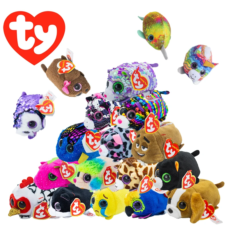 

10 CM Ty Beanie Big Eyes Owl Puppy Giraffe Panda Dinosaur Leopard Whale Stackable Screen Clean Doll Plush Toy Kid Birthday Gift