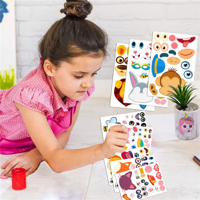 Pegatinas DIY para ni&ntilde;os, juegos de rompecabezas para ni&ntilde;os, juguetes de ensamblaje de animales para ni&ntilde;as y ni&ntilde;os, regalo de cumplea&ntilde;os para ni&ntilde;os-5