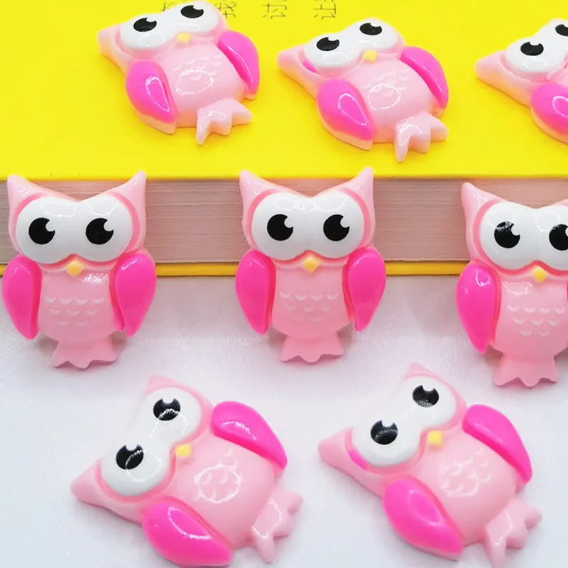 

20Pcs/Pack Pink Resin Owl Decoration Crafts Flatback Cabochon Kawaii DIY Embellishments For Scrapbooking Accessories
