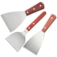 stainless steel fried shovel spatula with wooden handle pizza grasping cutters spade pastry cake bbq tools cooking shovel