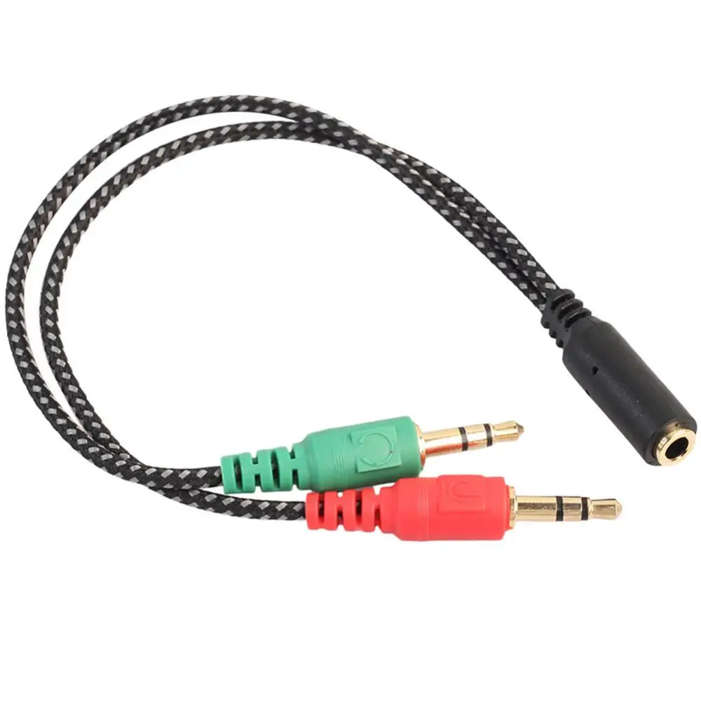 

Stereo Audio Plug 3.5mm 1 Male to 2 Female Adapter Cable Y Spliter Cable Headphone Microphone Adapter