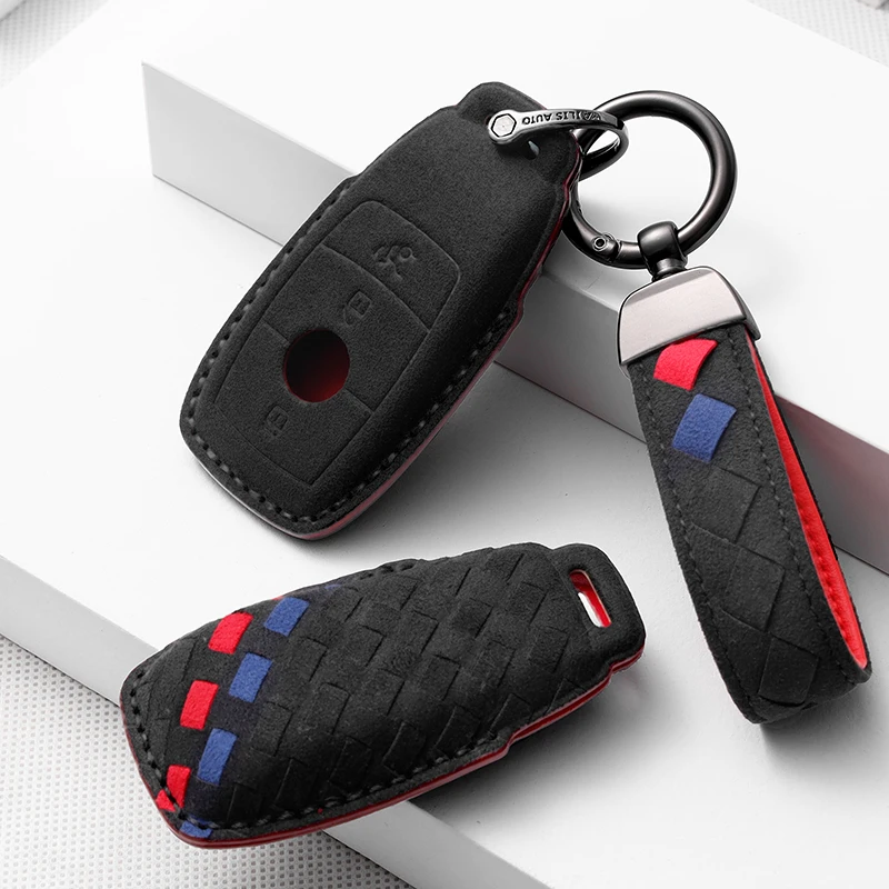 

Weave style Turn Fur Car key Case key cover For Mercedes benz W177 W205 W213 W222 2018 A C S GLS Class E class