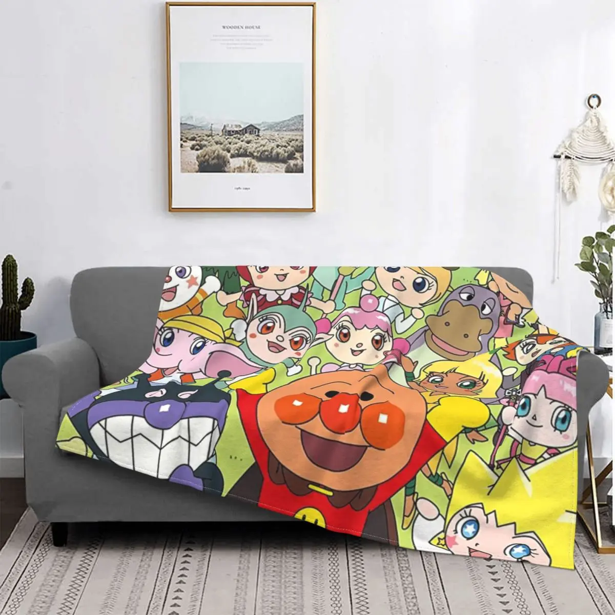 

Anpanman Batakosan Classical Anime Blanket Flannel Characters Cozy Soft FLeece Bedspread
