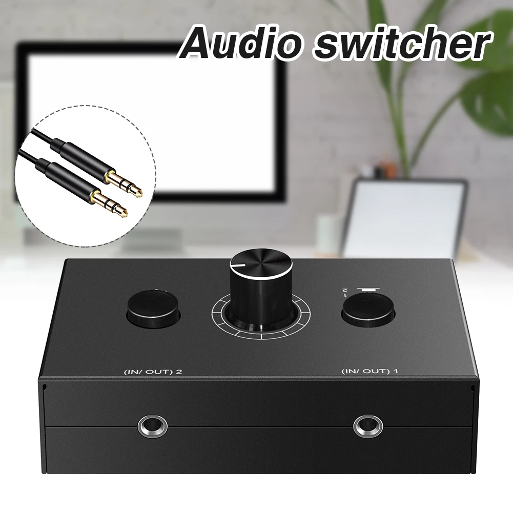 

1-In-2 Or 2-In-1 Out Mute Button Audio Switcher 3.5mm Stereo 2 Ports Splitter Selector Laptop Bi-directional Phone PC With Cable