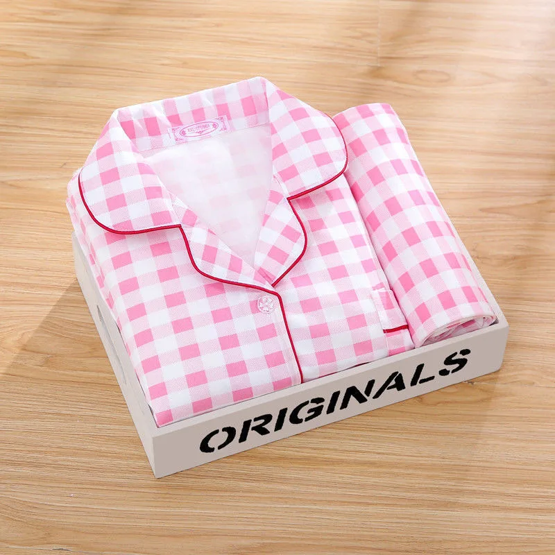 

Женская пижама с лацканами, Кардиган с длинным рукавом, ночная рубашка с мультяшным рисунком, домашняя одежда, 2 предмета, женские топы для с...