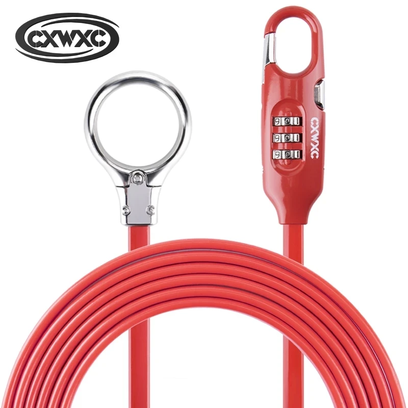 Steel Cable Lock Helmet 1800mm Extension Cable Code Lock Front And Rear Wheels