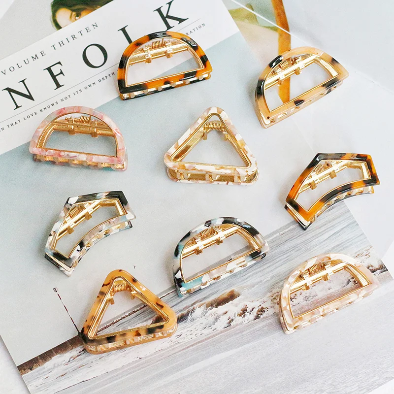 

Леопардовые треугольные заколки для волос для женщин и девушек, шикарные заколки-крабы, треугольная шпилька для волос из металлического сп...