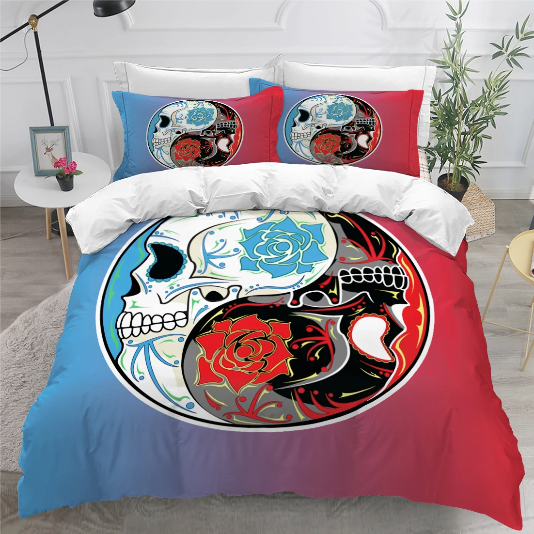 

3D Duvet Cover Sets Quilt Covers Comforter Case Set Bedding King Queen Twin Double Single Size Bed Linens Yin Ying Lions