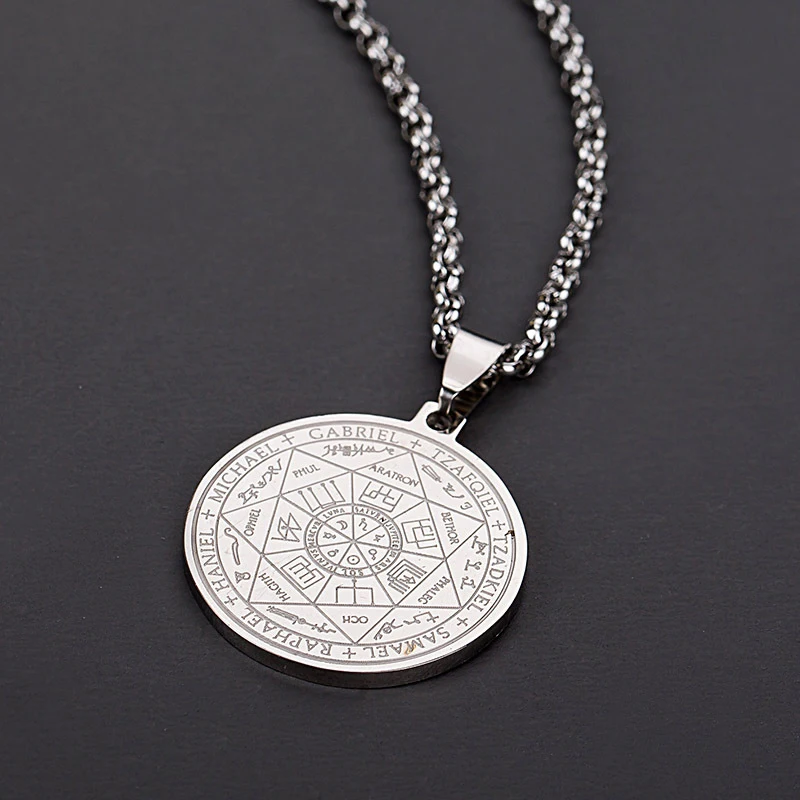 

Seals of The Seven Archangels Pendant Choker Statement Stainless Steel Necklace for Women Dress Accessories