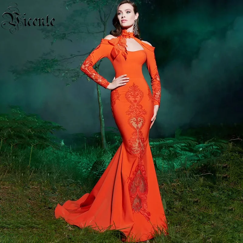 VC Бесплатная доставка оранжевое платье пикантная обувь Замочная скважина с