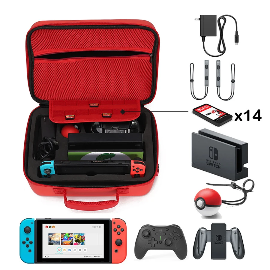 2019 Nintend Switch Pokeball Pattern Portable Big Bag Carrying Game Accessories Storage Case for Nitendo Nintendoswitch | Электроника