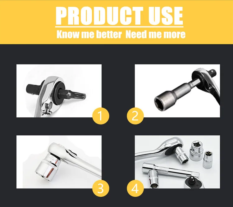

1PCS 1/4" 3/8" 1/2" Steel High Torque Ratchet Socket Wrench 24T Ratchet Spanner Car Home Repair Hand Tool
