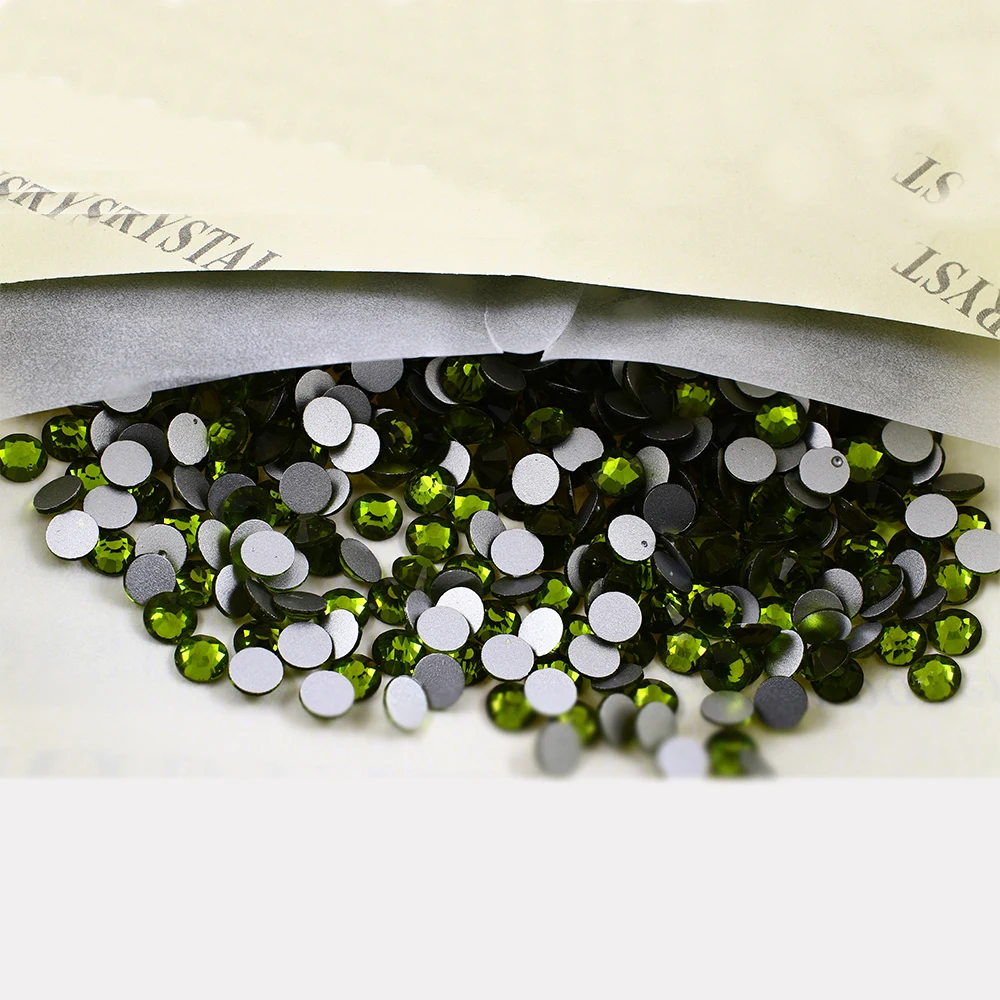 Стразы без горячей фиксации аппликация Блестящие кристаллы оливина страз камень