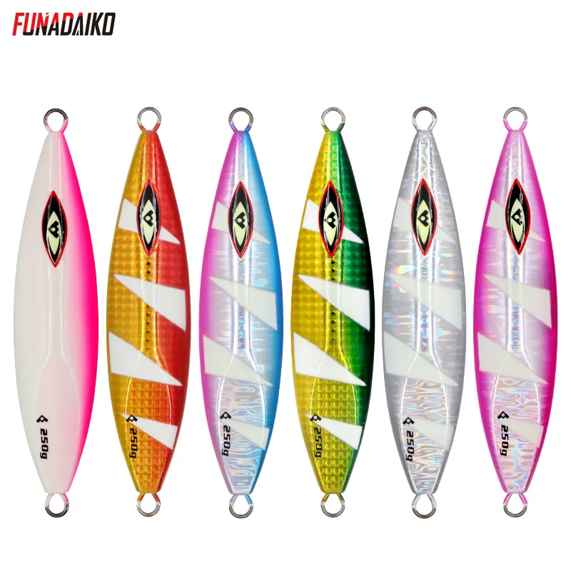 FUNADAIKO медленная приманка для морской рыбалки, 180 г/220 г/250 г, светящаяся искусственная приманка, свинцовая приманка, джиг для морской рыбалки