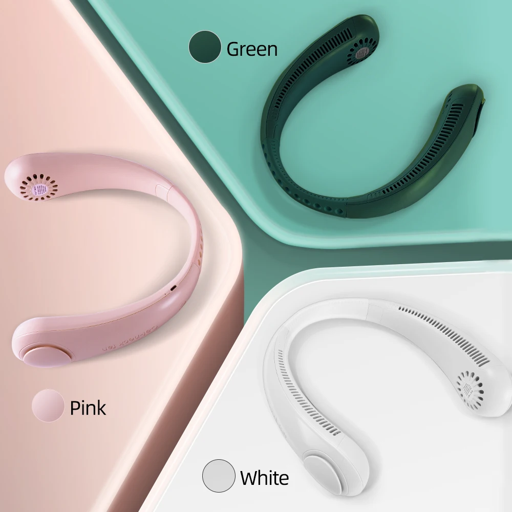 

Neckband Fan 2400mAh Portable Bladeless Fan USB Rechargeable Mute Sports Fans Air Cooler Cooling Wearable Neckband Fans