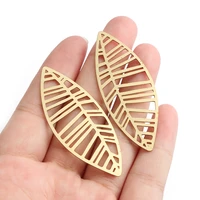 10pcs raw brass charms open large leaf pendant jewelry fashion hyperbolic charms for earring necklace jewelry making findings