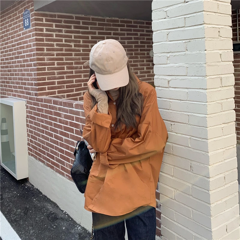 

2021 New Spring Autumn OL Elegant Minimalist Basic Suit Shirt Women Blouses Work Wear Lapel Solid Loose Tops 7 Colors