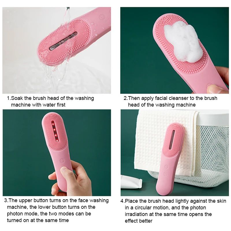 

Silicone Face Cleansing Brush Electric Face Cleanser Cleansing Skin Deep Washing Massage Brush RP