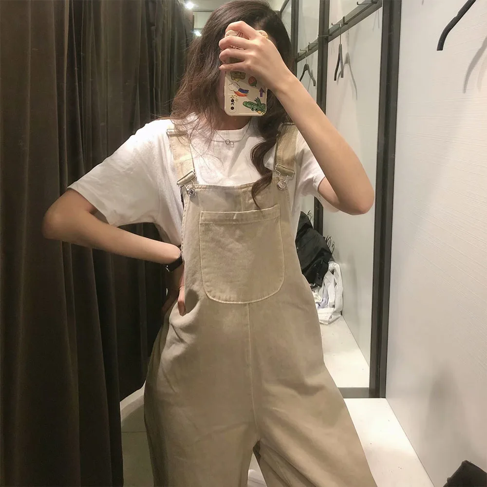 

Za Women 2021 springtime new style Chic Fashion Pockets Denim suspender Playsuits Vintage Female Jumpsuits Mujer