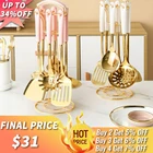 Набор кухонных принадлежностей в скандинавском стиле, посуда из нержавеющей стали с керамической ручкой, ложка для перемешивания, лопатка для пиццы, кухонный инструмент