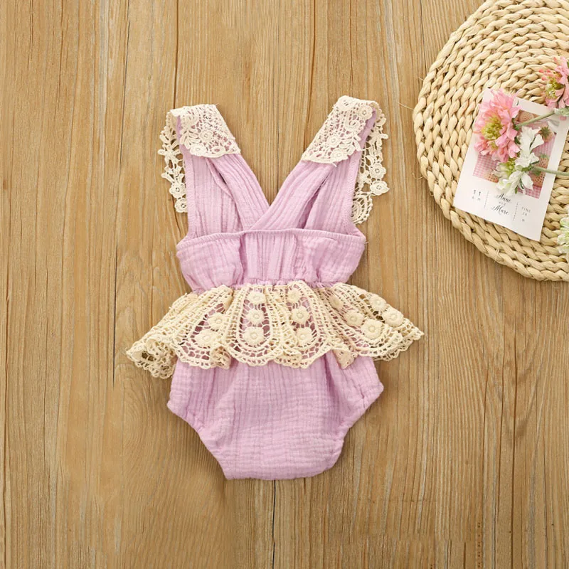 

New Baby Summer Clothing Newborn Infant Baby Girls Bodysuit Jumpsuit Lace Sleeveless Clothes Outfits