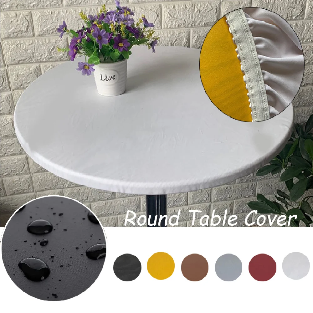 Protector Cloth Waterproof Polyester Tablecloth Catering Fitted Table Cover With Elastic Edged