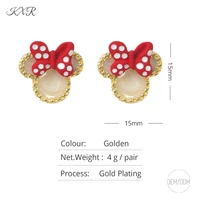 kxr cute cartoon mickey earrings temperament red polka dot bow earrings minority earrings 2508 oemodm