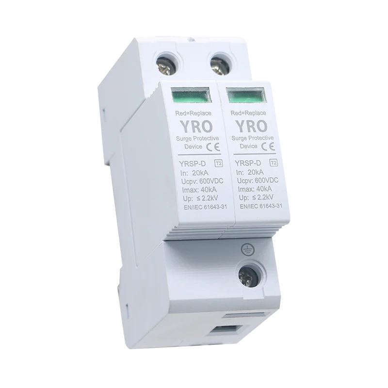 dc spd 2p 20 40ka 600v 800v surge protective device low voltage arrester house din rail 2 poles protector yrsp d2t2 free global shipping