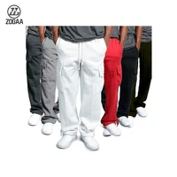 zogaa new casual mens drawstring elastic waist solid color pocket pants sports pants sweatpants