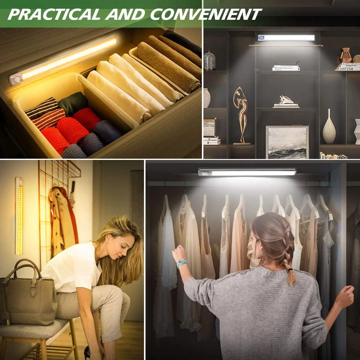 led under cabinet light 80120160 leds lamp night light motion sensor kitchen lighting usb rechargeable for closet stairs free global shipping