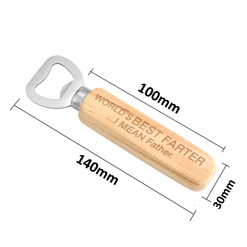 

Wooden Handle Stainless Steel Bottle Opener World's Best Farter I Mean Father Pattern Personalized Kitchen Bar Tool Gift Present