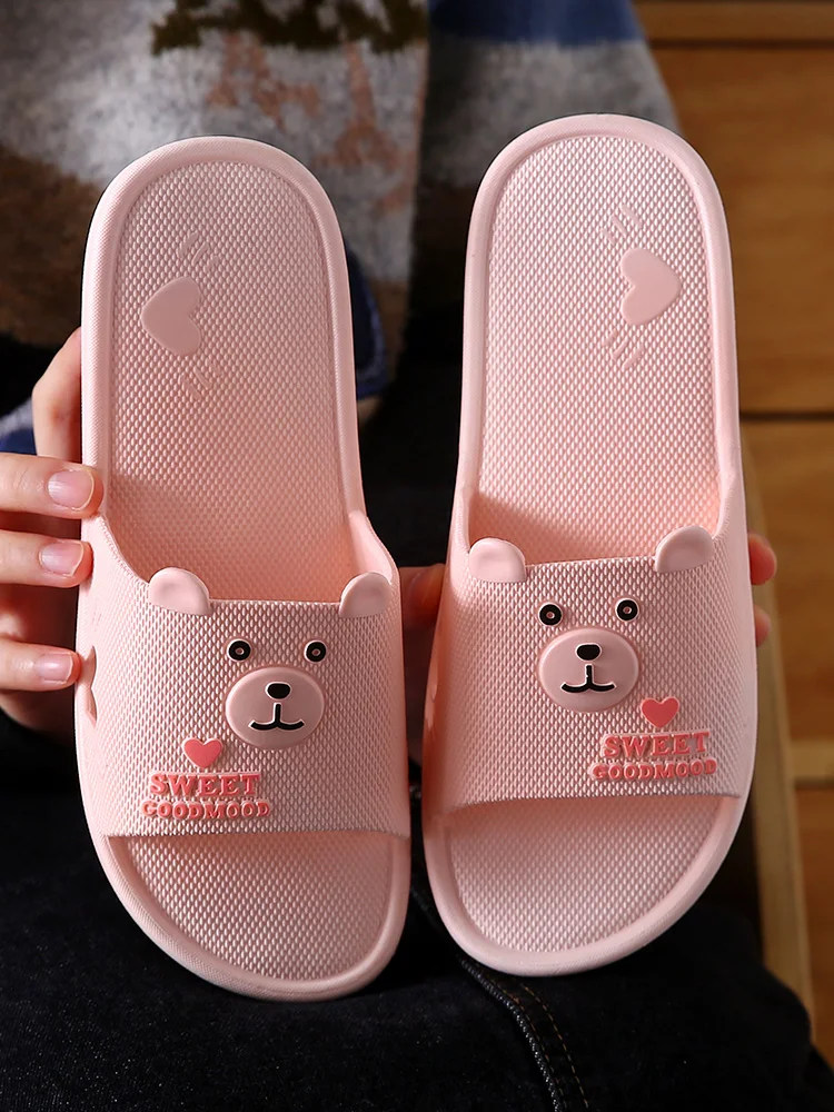 

Shoes Woman Slipper Women's Summer Home Indoor Bathroom Bath Soft Thick Bottom Household Sandals Animal Pattern Hollow Out