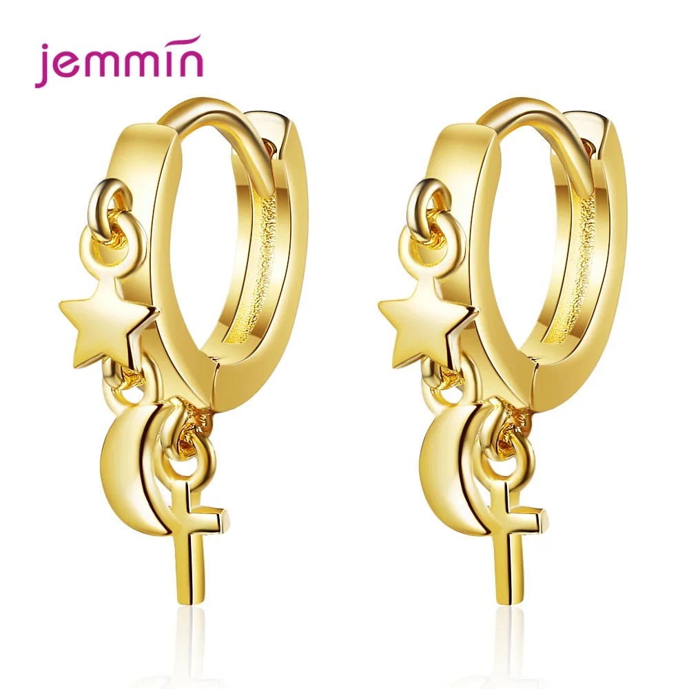 

925 Sterling Silver Zircon Star Jewelry Cross Shape Cute Trendy Style Earrings For Women Girlfriend Wedding Engagement Banquet