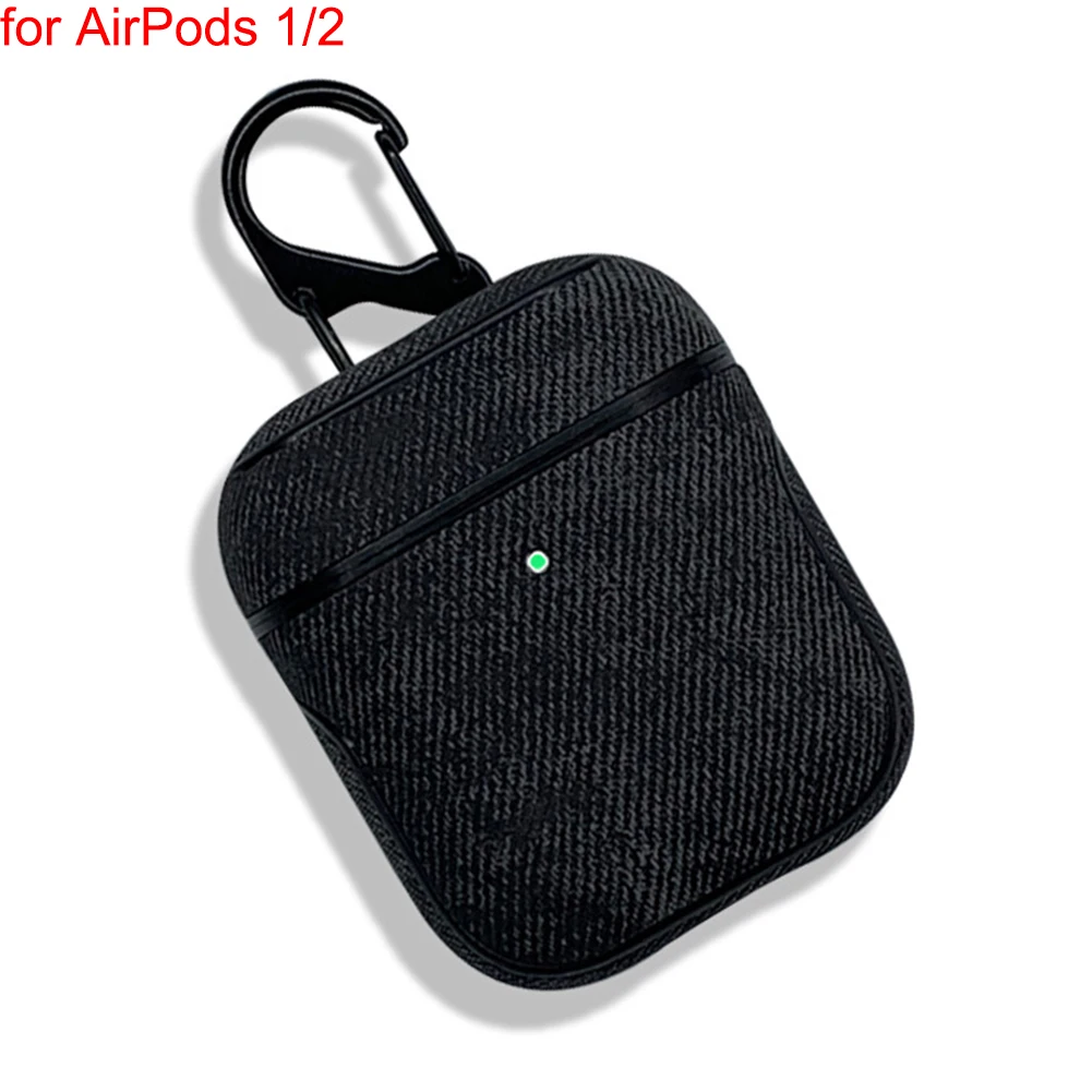 Fabric Black Bluetooth наушники кожаный чехол для Apple AirPods 1 2 Pro ткань анти-потеря противоударный чехол PU кожа для Air Pods 3 с крючком - Цвет: Fabric Black