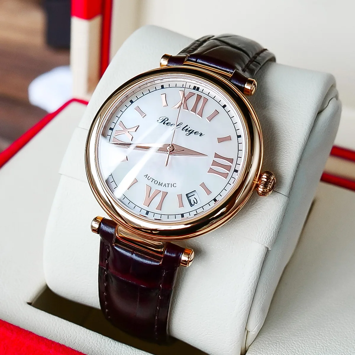 Часы женские с автоматической датой и натуральной кожей RGA1595|Женские наручные