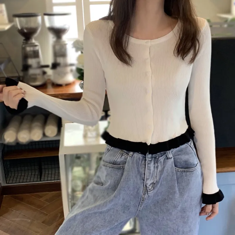 

2020 Women's French Retro Knit Cardigan Classic and Elegant Fashion Sexy Slim Short Cropped Top