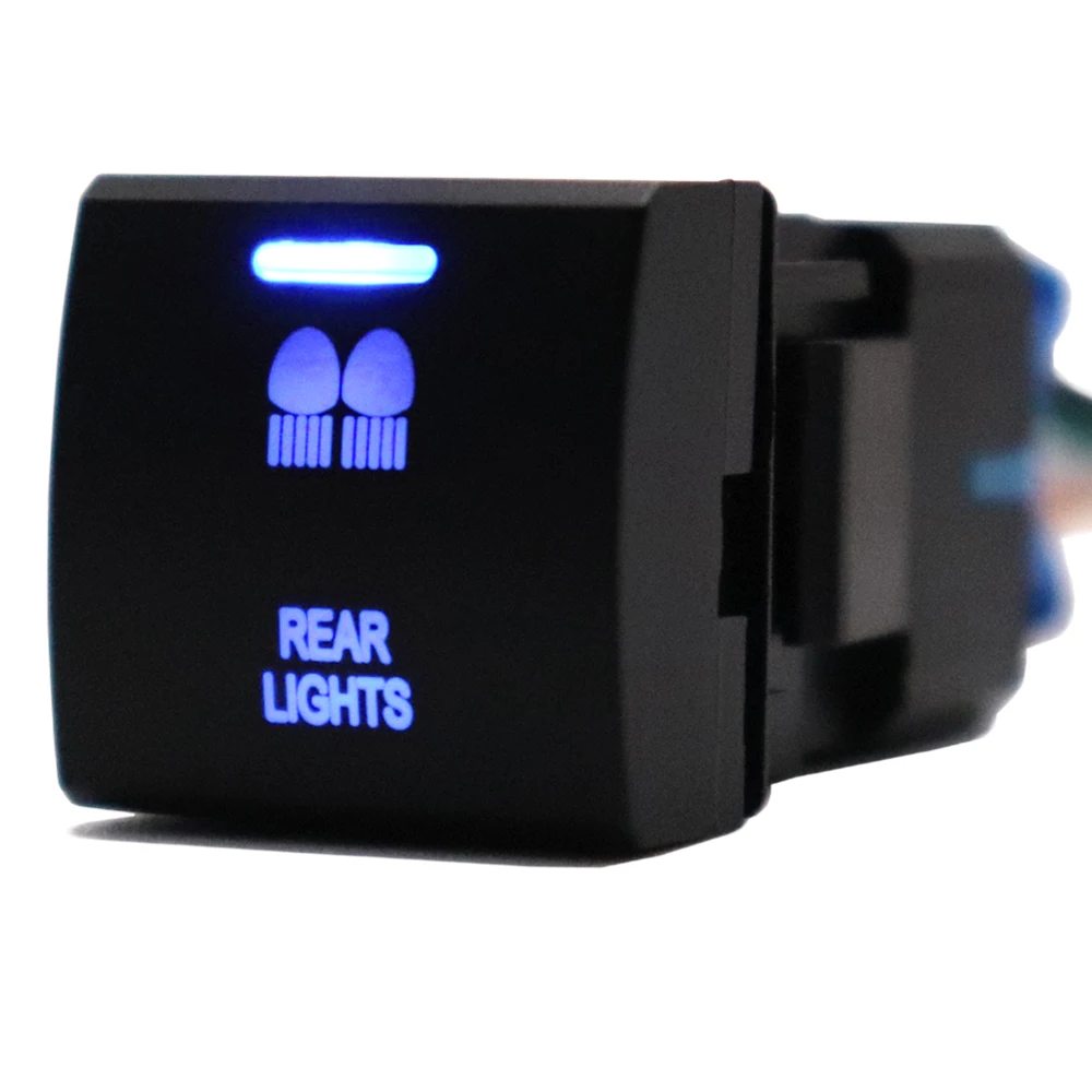 

Кнопочный переключатель приборной панели 12 В, синий светодиод включения-выключения для Toyota RAV4 Camry Hiace Corolla Land Cruiser Prado 150 Series Altis 22 x 22 мм