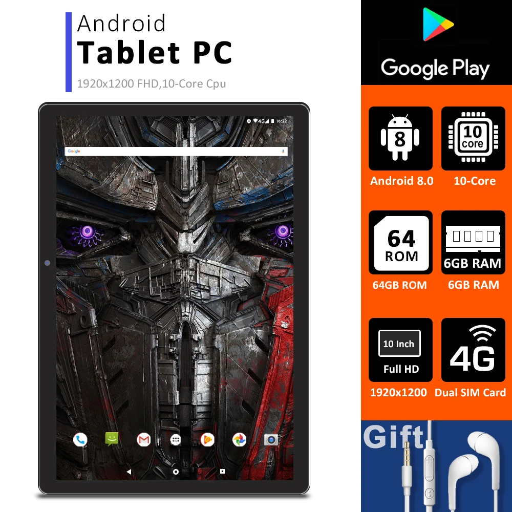 

CIGE N9 Tab 4G Phone Call Tablet PC 10 Inch 1920X1200 FHD 6GB 64GB 6000mAh Battery Android 10 Core Dual SIM WiFi TF Card