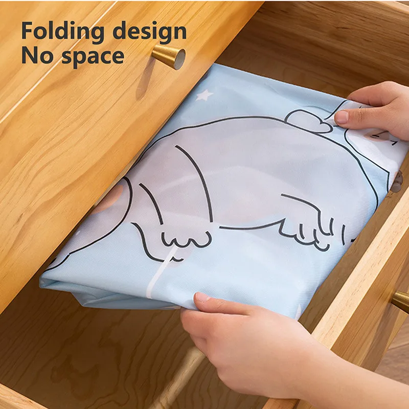 

Cartoon Bear Collapsible Storage Bag Beam Port Transparent Organizer Clothes Blanket Baby Toy Basket Container Quilt Travel Bags