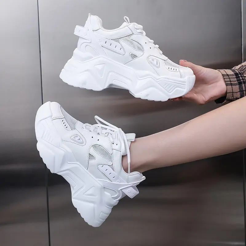

Women Shoes Wedge Platform Sneakers Colorful Reflective Women's Boots Chunky Vulcanized Shoes Dad Footwear Ladies 9cm High Heels
