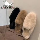 Тапочки домашние женские LazySeal, теплые, пушистые, на плоской подошве, зимние