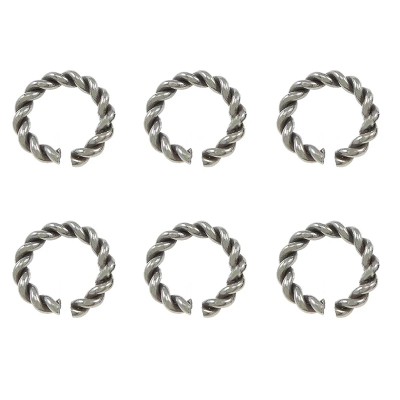 50Pcs/lot Stainless Steel Hemp Rope Style Circle Split Twist Jump Rings for Jewelry DIY Making Accessories Findings