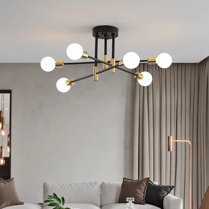 Modern LED Chandelier Black E27 Edison Bulbs Indoor Light Fixtures For Restaurant Kitchen Bedroom Living Room Lamp