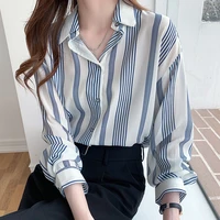 striped casual shirts button chiffon women blouse long sleeve woman clothes 2021 autumn womens tops korean style chemisier femme