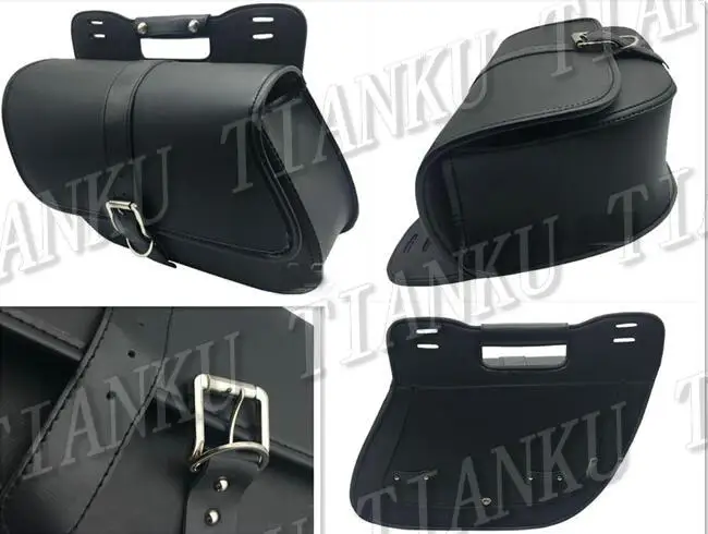 Черная Боковая Сумка из искусственной кожи седельные сумки для Yamaha VStar 400 650 1100 1300